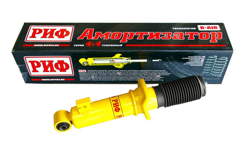 Амортизатор усиленный РИФ передний Mitsubishi L200 2005-2023, Pajero Sport II, III 2009-2024 штатный и лифт 0-40 мм