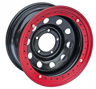 Диск усиленный УАЗ стальной черный 5x139,7 8xR16 d110 ET-24 с бедлоком (красный)